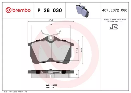 Remblokkenset, schijfrem BREMBO P 28 030)