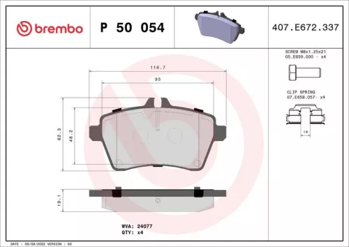 Remblokkenset, schijfrem BREMBO P 50 054)