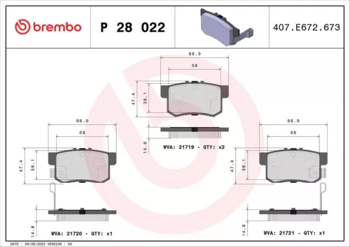 Remblokkenset, schijfrem BREMBO P 28 022)