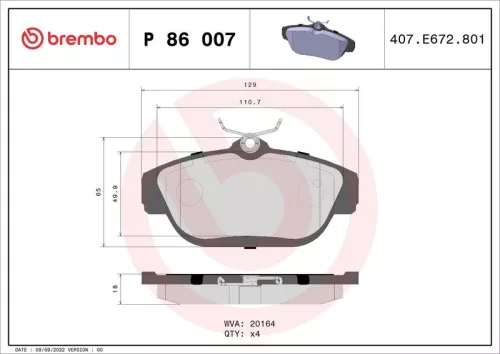 Remblokkenset, schijfrem BREMBO P 86 007)