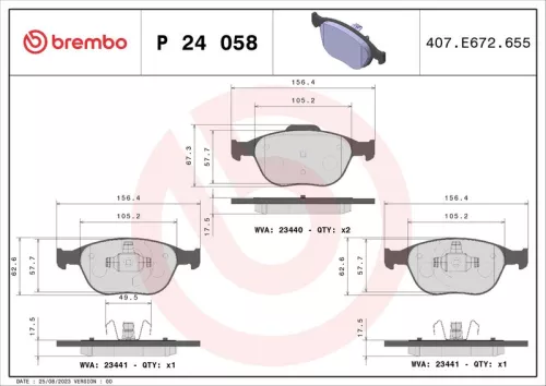 Remblokkenset, schijfrem BREMBO P 24 058)
