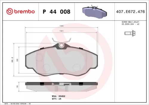 Remblokkenset, schijfrem BREMBO P 44 008)