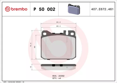 Remblokkenset, schijfrem BREMBO P 50 002)