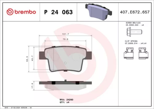 Remblokkenset, schijfrem BREMBO P 24 063)
