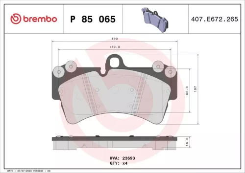 Remblokkenset, schijfrem BREMBO P 85 065)