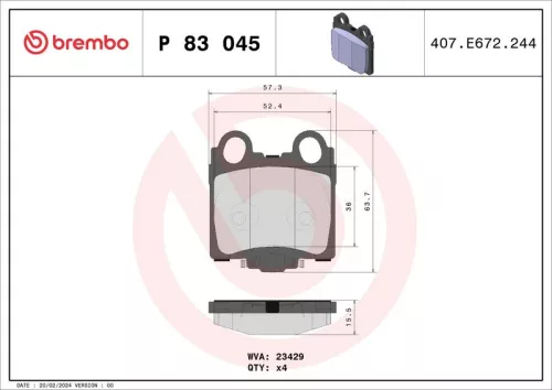 Remblokkenset, schijfrem BREMBO P 83 045)