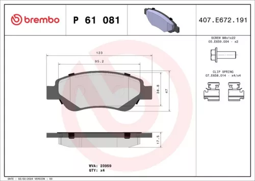 Remblokkenset, schijfrem BREMBO P 61 081)