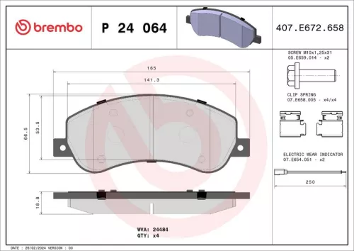 Remblokkenset, schijfrem BREMBO P 24 064)