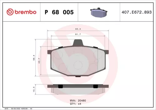 Remblokkenset, schijfrem BREMBO P 68 005)