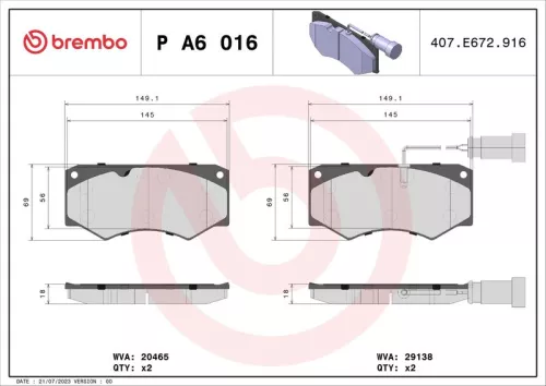 Remblokkenset, schijfrem BREMBO P A6 016)