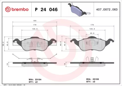 Remblokkenset, schijfrem BREMBO P 24 046)