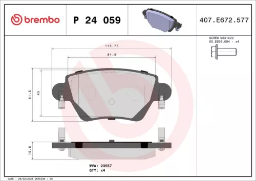 Remblokkenset, schijfrem BREMBO P 24 059)