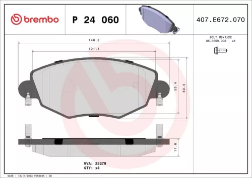 Remblokkenset, schijfrem BREMBO P 24 060)