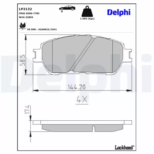 Remblokkenset, schijfrem DELPHI LP2132)