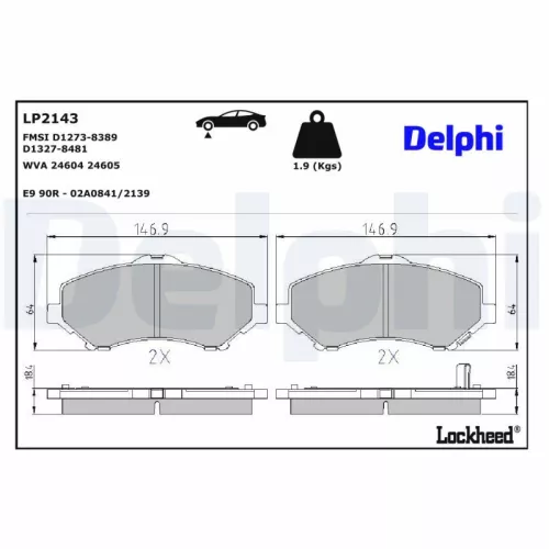 Remblokkenset, schijfrem DELPHI LP2143)