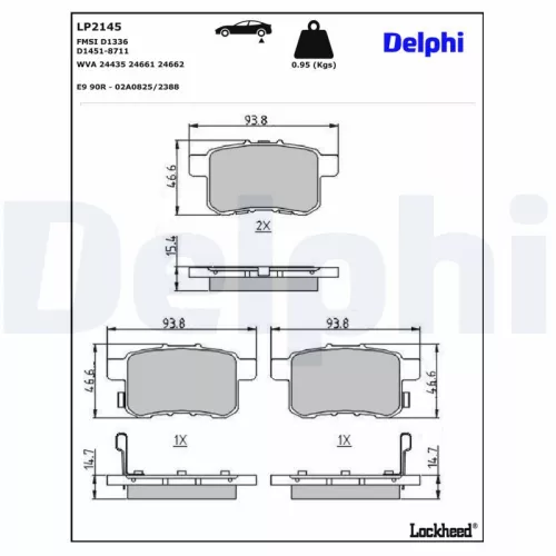 Remblokkenset, schijfrem DELPHI LP2145)