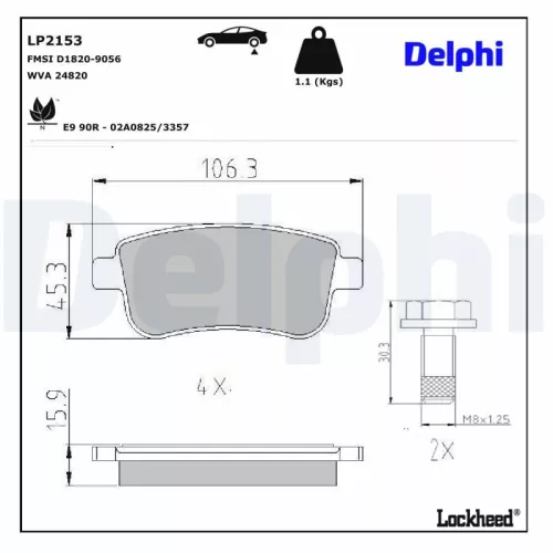 Remblokkenset, schijfrem DELPHI LP2153)