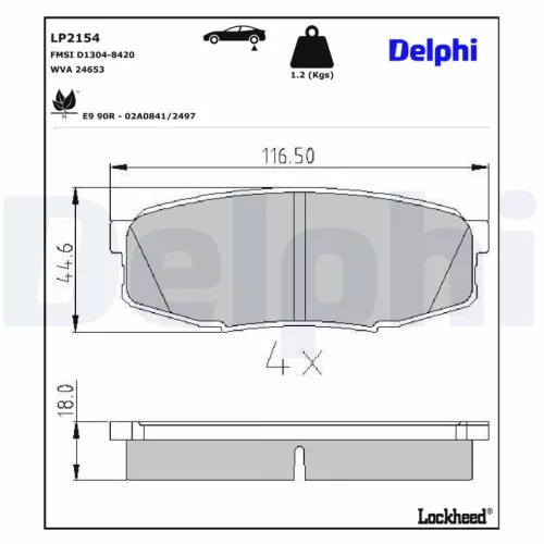 Remblokkenset, schijfrem DELPHI LP2154)