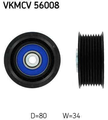 Ombuigings-/geleidingspoelie, V-geribbelde riem SKF VKMCV 56008)