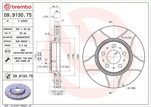 Remschijf BREMBO 09.9130.75)
