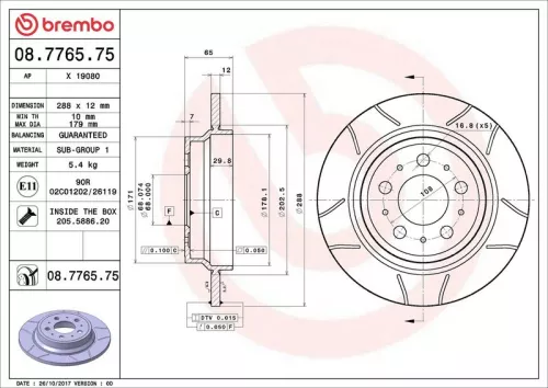 Remschijf BREMBO 08.7765.75)