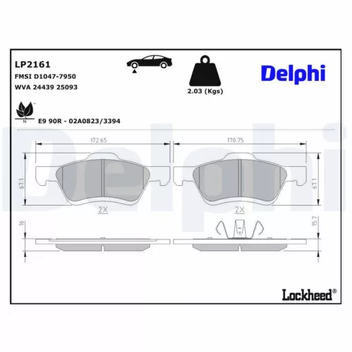 Remblokkenset, schijfrem DELPHI LP2161)