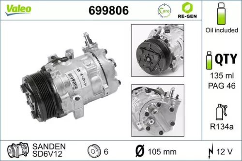 Compressor, air conditioning VALEO 699806)