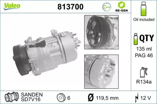 Compressor, air conditioning VALEO 813700)
