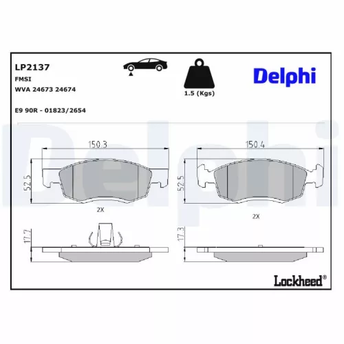 Remblokkenset, schijfrem DELPHI LP2137)