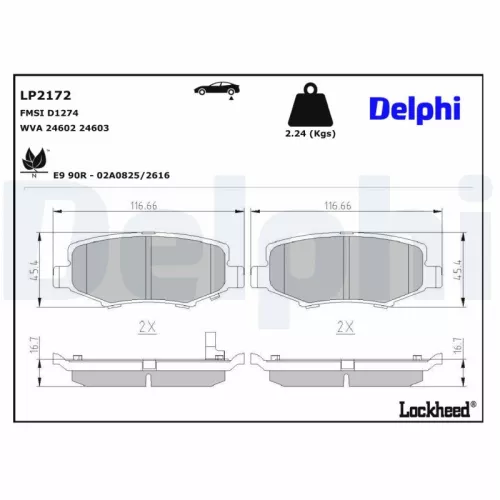 Remblokkenset, schijfrem DELPHI LP2172)
