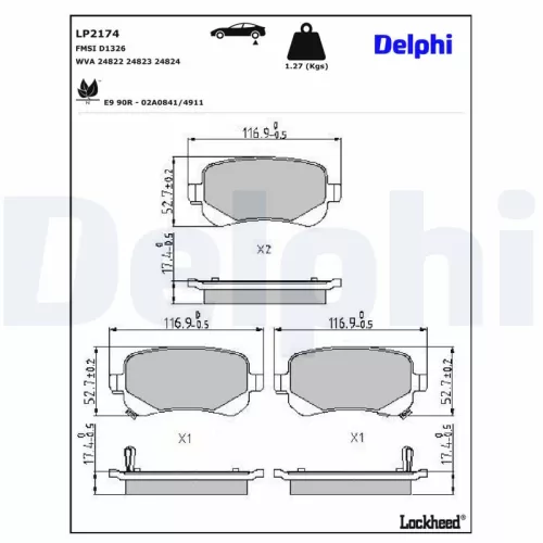 Remblokkenset, schijfrem DELPHI LP2174)