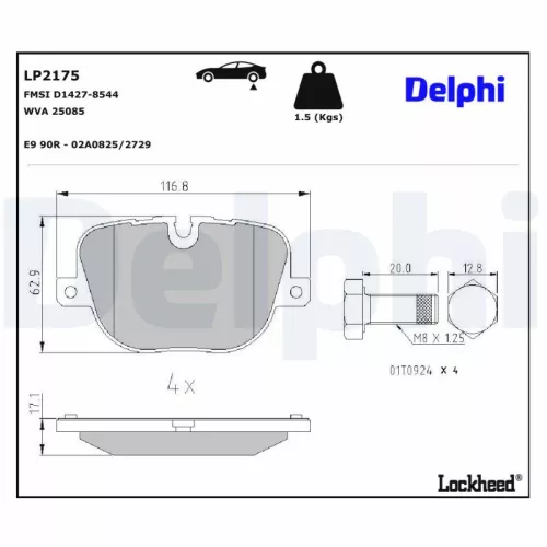 Remblokkenset, schijfrem DELPHI LP2175)