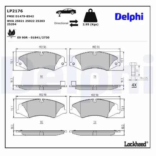 Remblokkenset, schijfrem DELPHI LP2176)