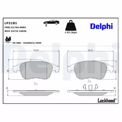 Remblokkenset, schijfrem DELPHI LP2181)