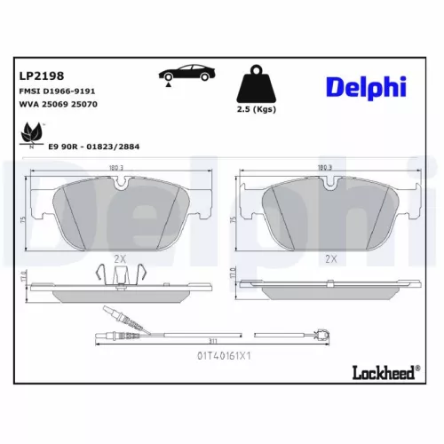 Remblokkenset, schijfrem DELPHI LP2198)