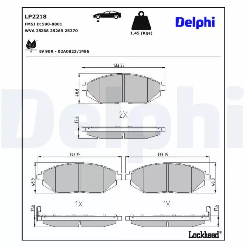 Remblokkenset, schijfrem DELPHI LP2218)
