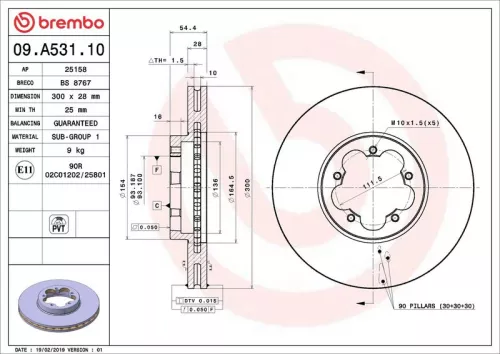 Brake Disc BREMBO 09.A531.10)