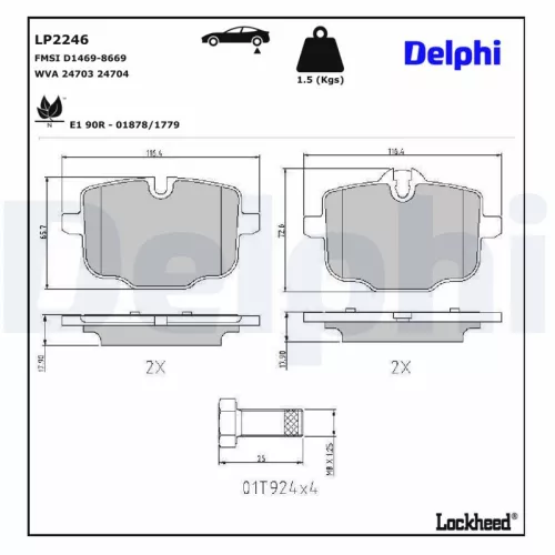 Remblokkenset, schijfrem DELPHI LP2246)