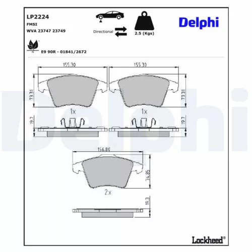 Remblokkenset, schijfrem DELPHI LP2224)
