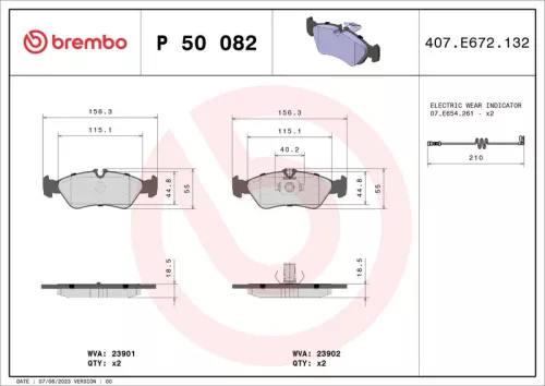 Remblokkenset, schijfrem BREMBO P 50 082)