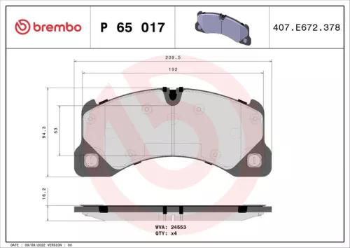 Remblokkenset, schijfrem BREMBO P 65 017)