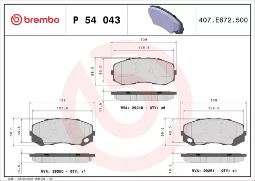 Remblokkenset, schijfrem BREMBO P 54 043)