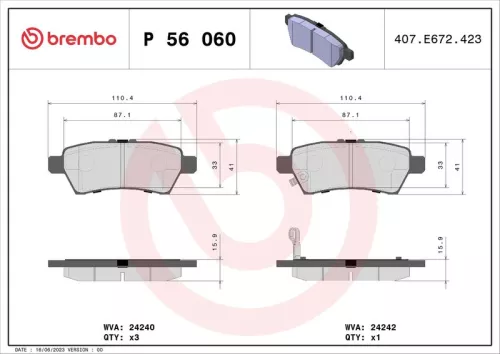 Remblokkenset, schijfrem BREMBO P 56 060)