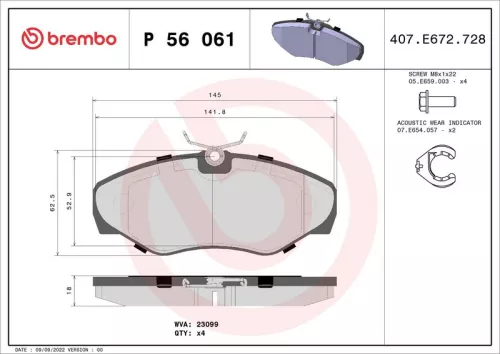 Remblokkenset, schijfrem BREMBO P 56 061)