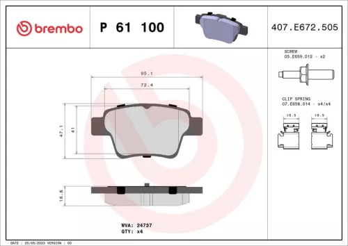Remblokkenset, schijfrem BREMBO P 61 100)