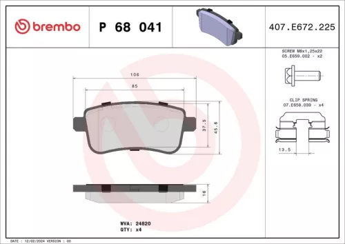 Remblokkenset, schijfrem BREMBO P 68 041)