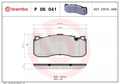 Remblokkenset, schijfrem BREMBO P 06 041)