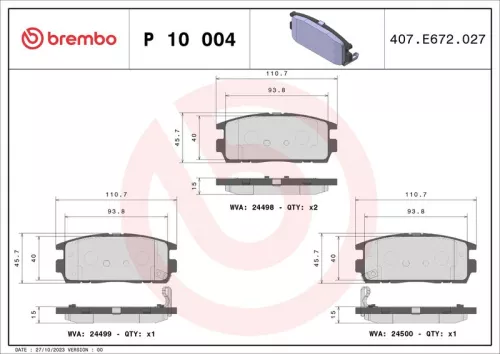 Remblokkenset, schijfrem BREMBO P 10 004)