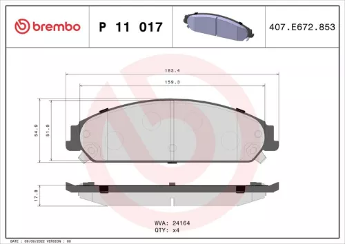 Remblokkenset, schijfrem BREMBO P 11 017)