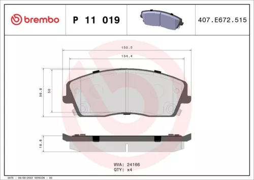 Remblokkenset, schijfrem BREMBO P 11 019)